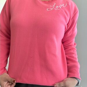 Pink Sweatshirt with 'Love' Embroidery